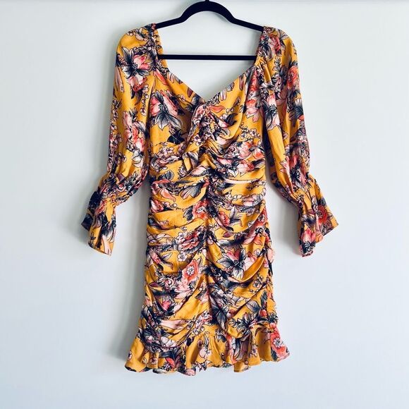 Anthropologie Ranna Gill Ruched Floral Long Sleeve Mini Dress Size XXS NWT - Picture 10 of 13
